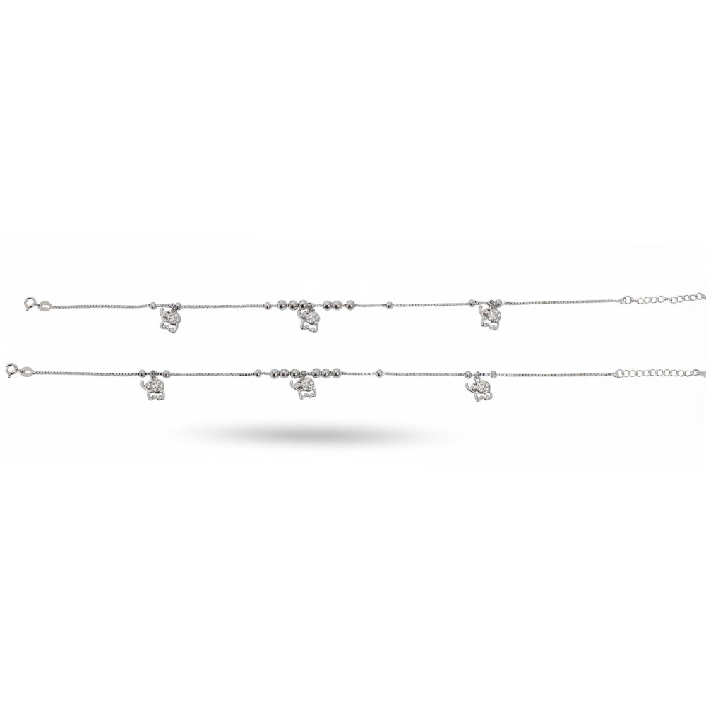 Silver Lucky Elephant charm Anklet for her