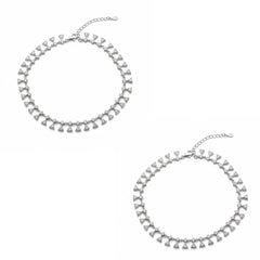 Silver Premium Triangle shaped CZ Diamond Anklet