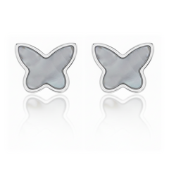 Silver Black Mother of Pearl Studs