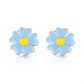 Silver Sky Blue Forget-Me-Not Stud Earrings