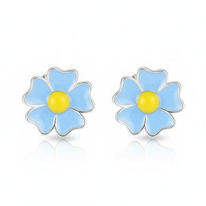 Silver Sky Blue Forget-Me-Not Stud Earrings