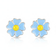 Silver Sky Blue Forget-Me-Not Stud Earrings