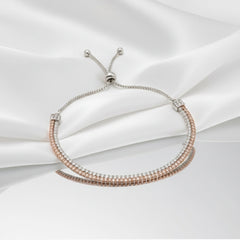 Silver Dual-Tone Pave Slider Bracelet For Her