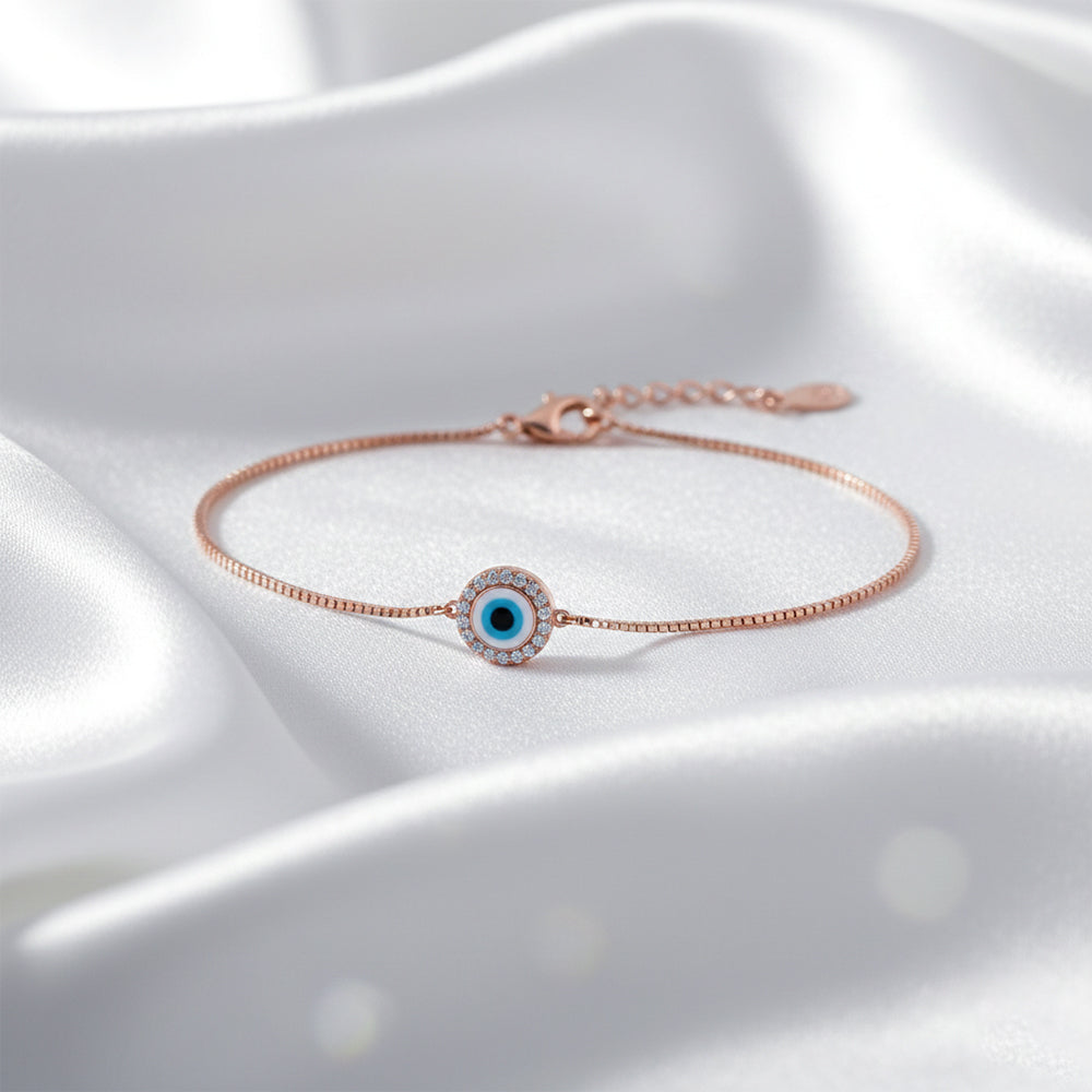 Rose Gold Elegant Evil Eye Sterling Bracelet For Her