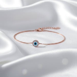 Rose Gold Elegant Evil Eye Sterling Bracelet For Her