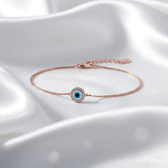 Rose Gold Elegant Evil Eye Sterling Bracelet For Her