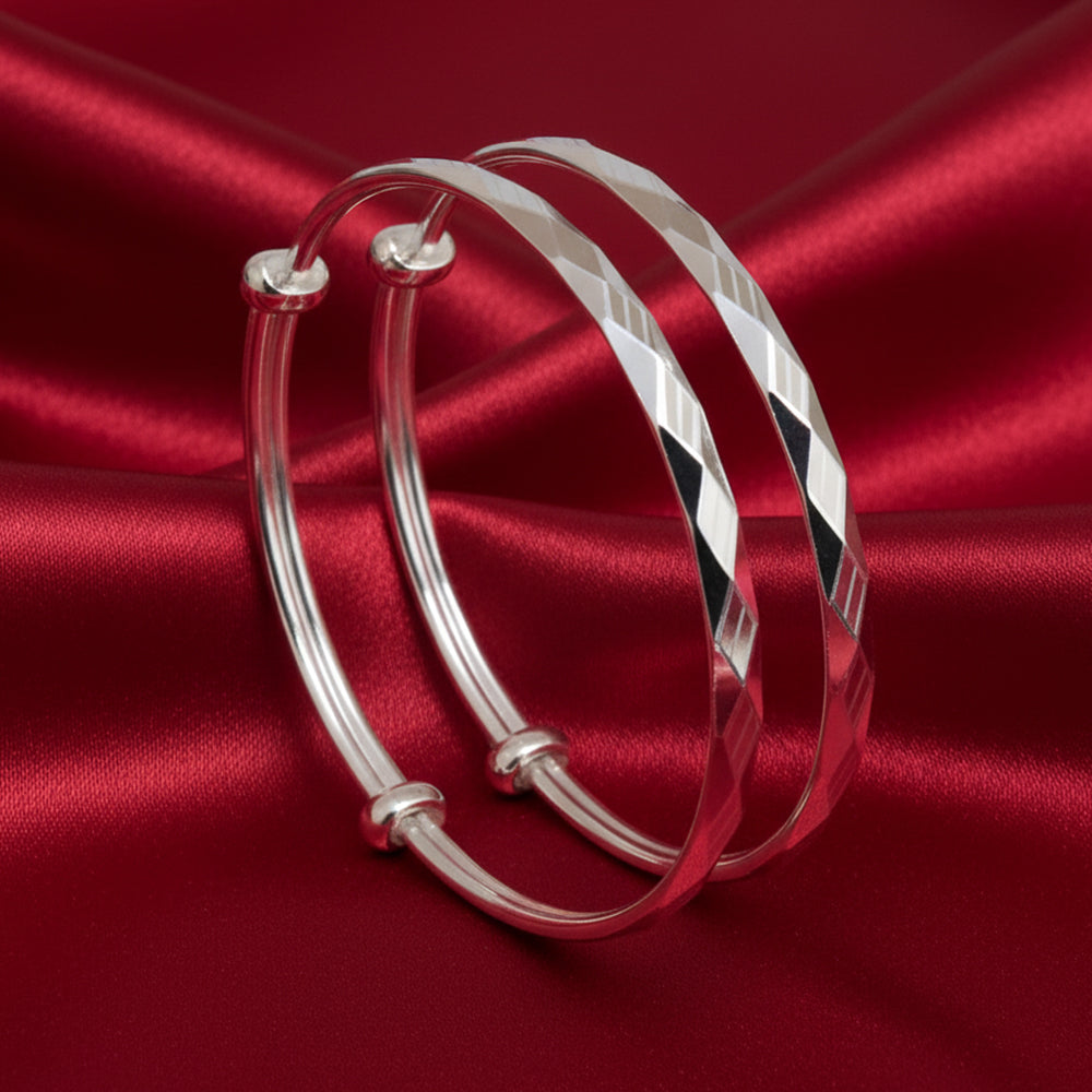 Silver 999 Premium cut Rainbow effect lines Baby Bracelet