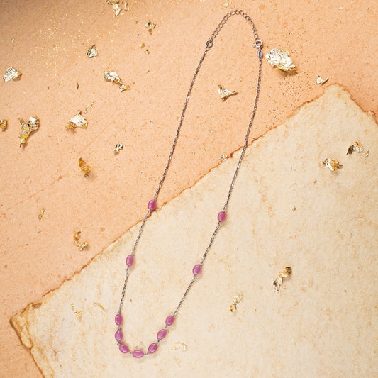 Silver Radiant Ruby gemstone Chain for Her