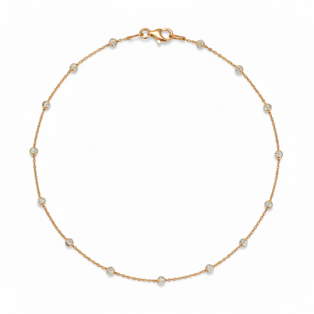 Rose gold with cut design balls anklet for her