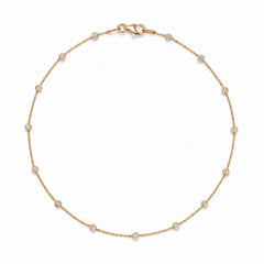 Rose gold with cut design balls anklet for her