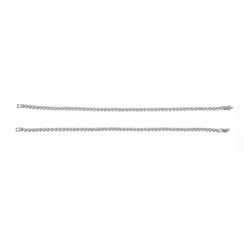 Silver Classic tennis Anklet with CZ Solitaire Diamonds