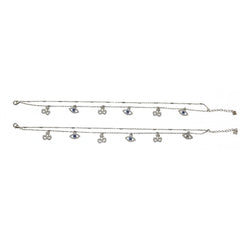 Silver sweet Cherry and eye Double layered Anklet