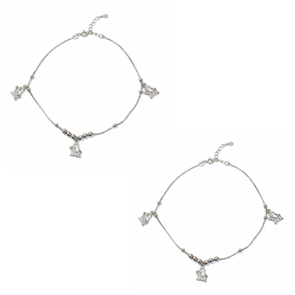 Silver Adorable Puppy charm Anklet