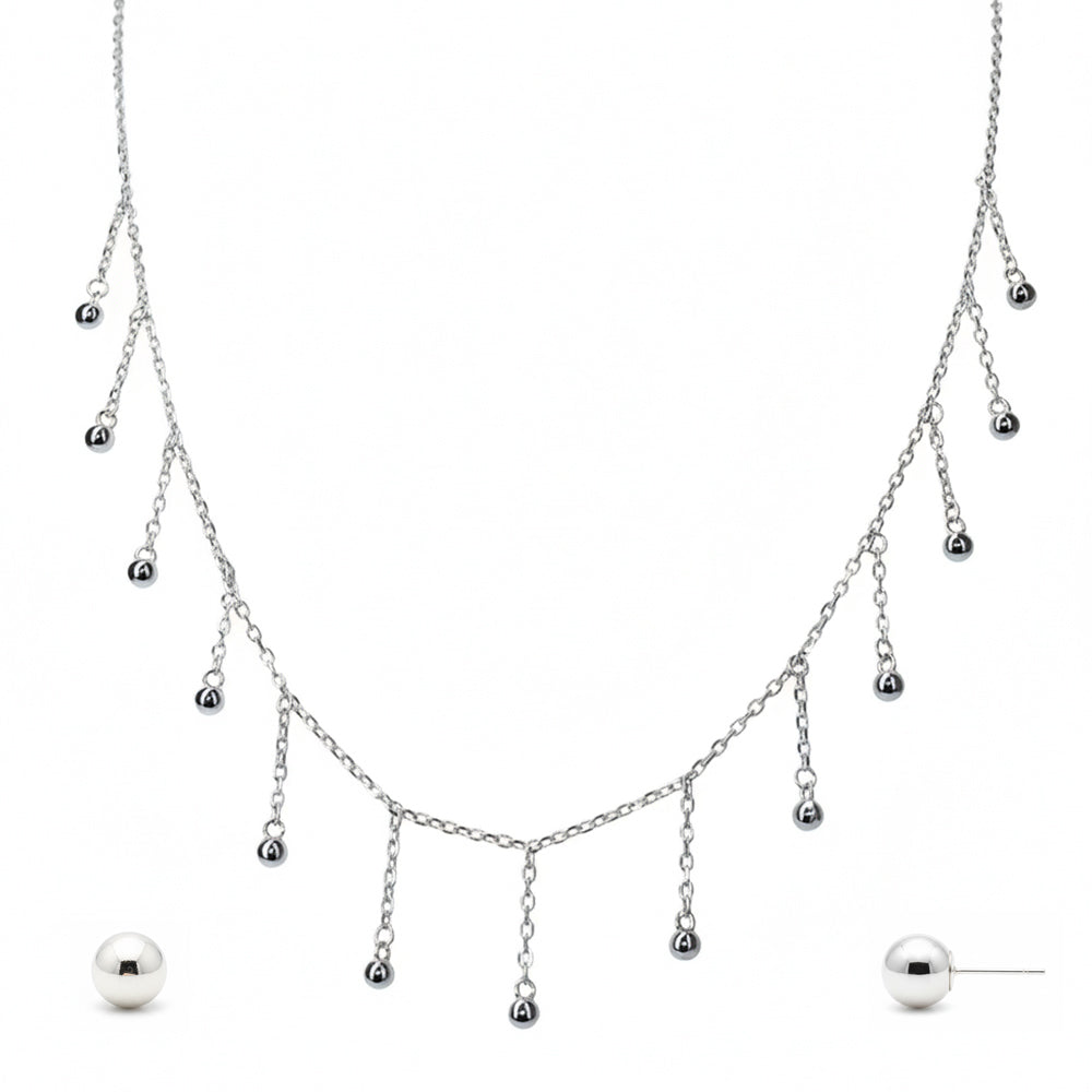 Silver Raindrop Dangle Necklace