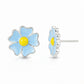 Silver Sky Blue Forget-Me-Not Stud Earrings