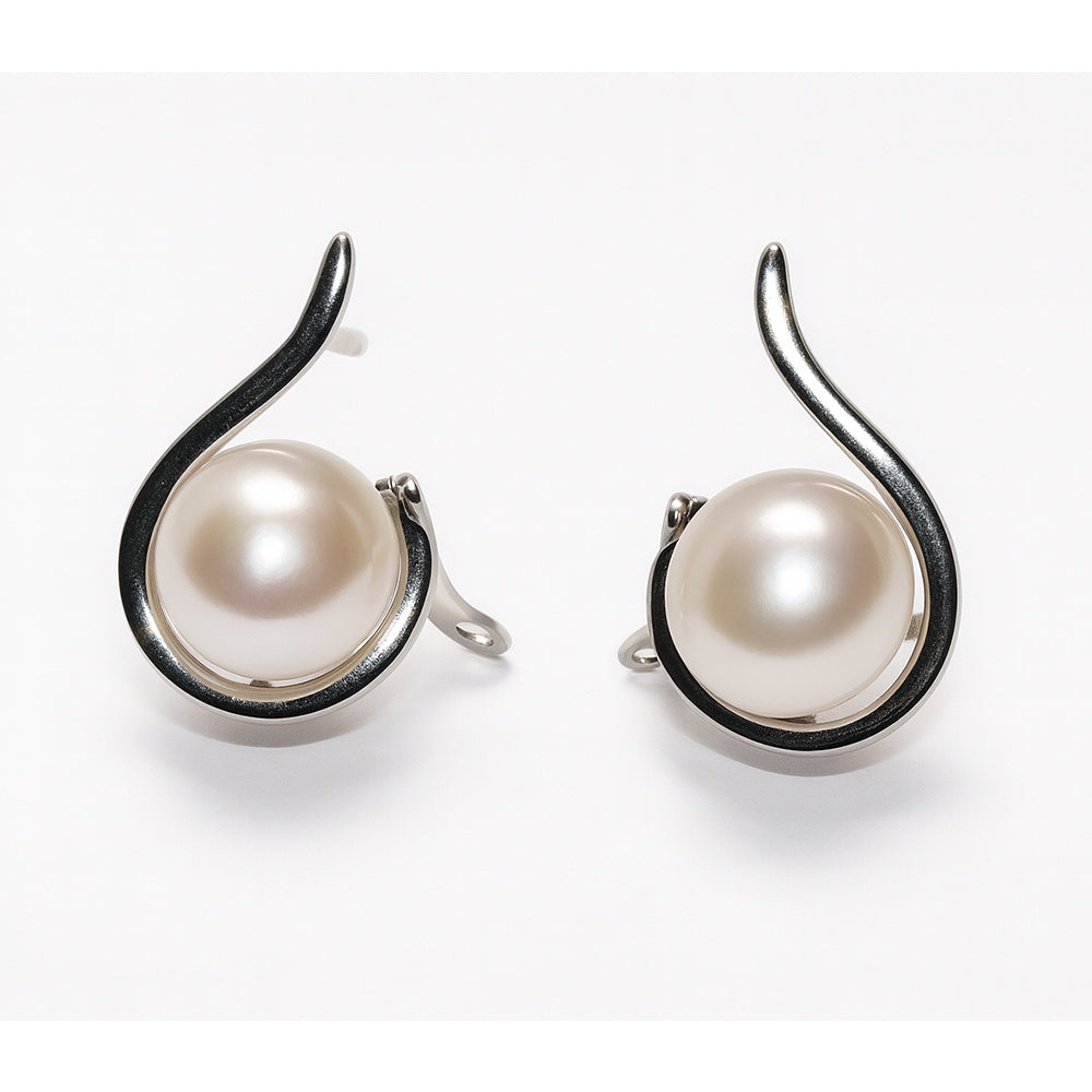 Silver Smooth Pearl Asian Earring
