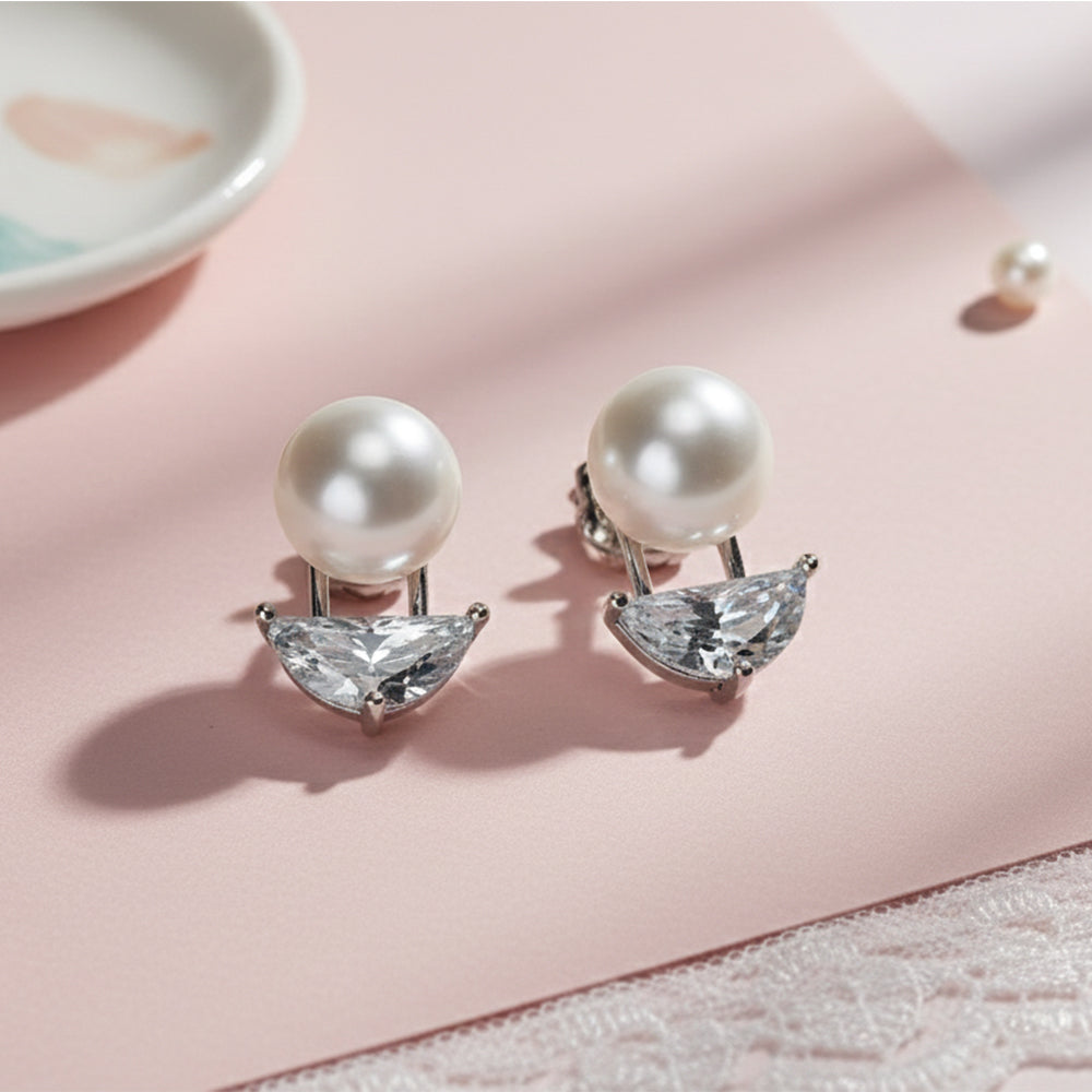 Silver Luminous Pearl Earrings
