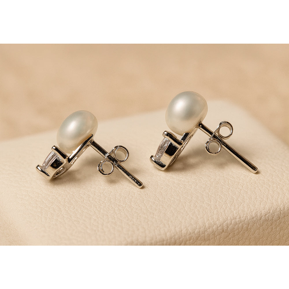 Silver Luminous Pearl Earrings
