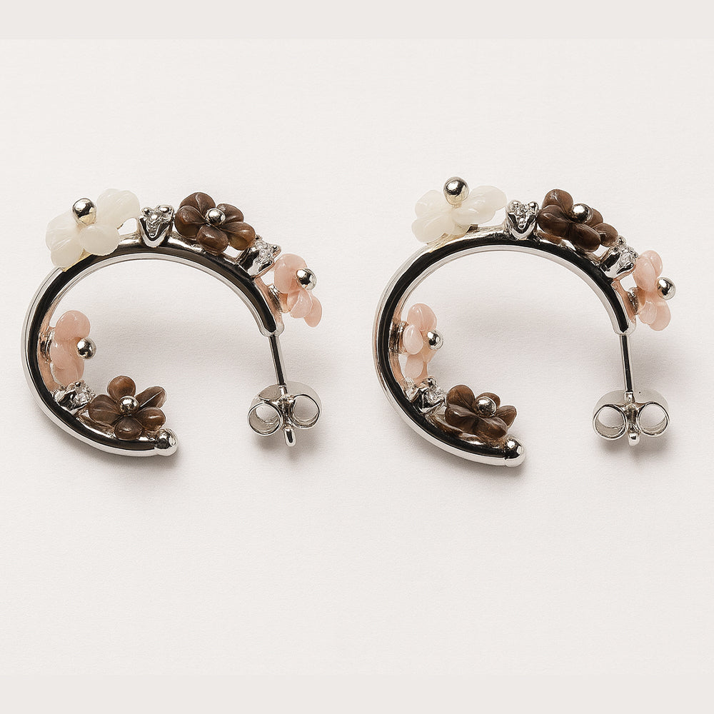 Silver Premium Floral Bali Earrings for Her