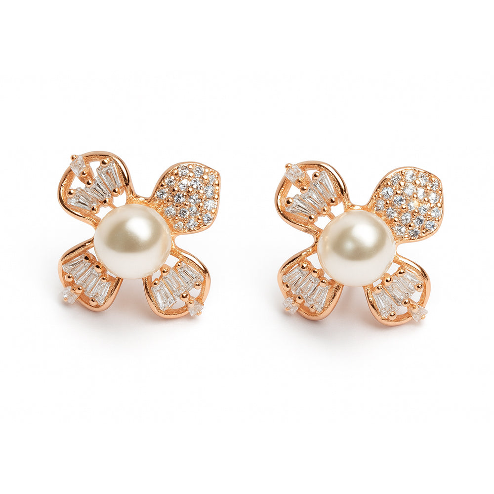 Rose Gold Pearl with Floral Design