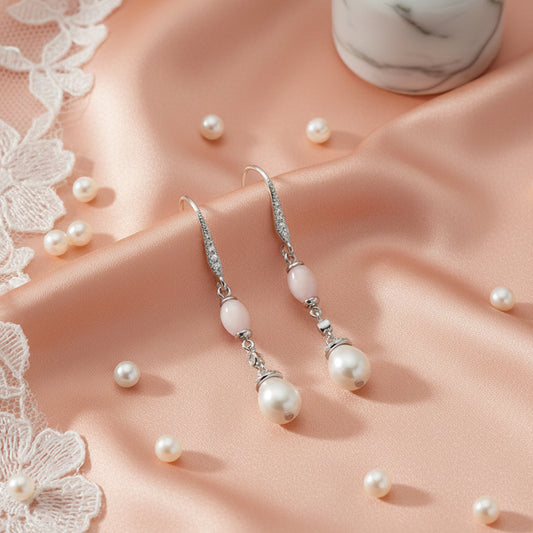 Silver Pearl Premium Hanging Earrings
