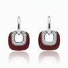 Silver Bordeaux Red Long Earring