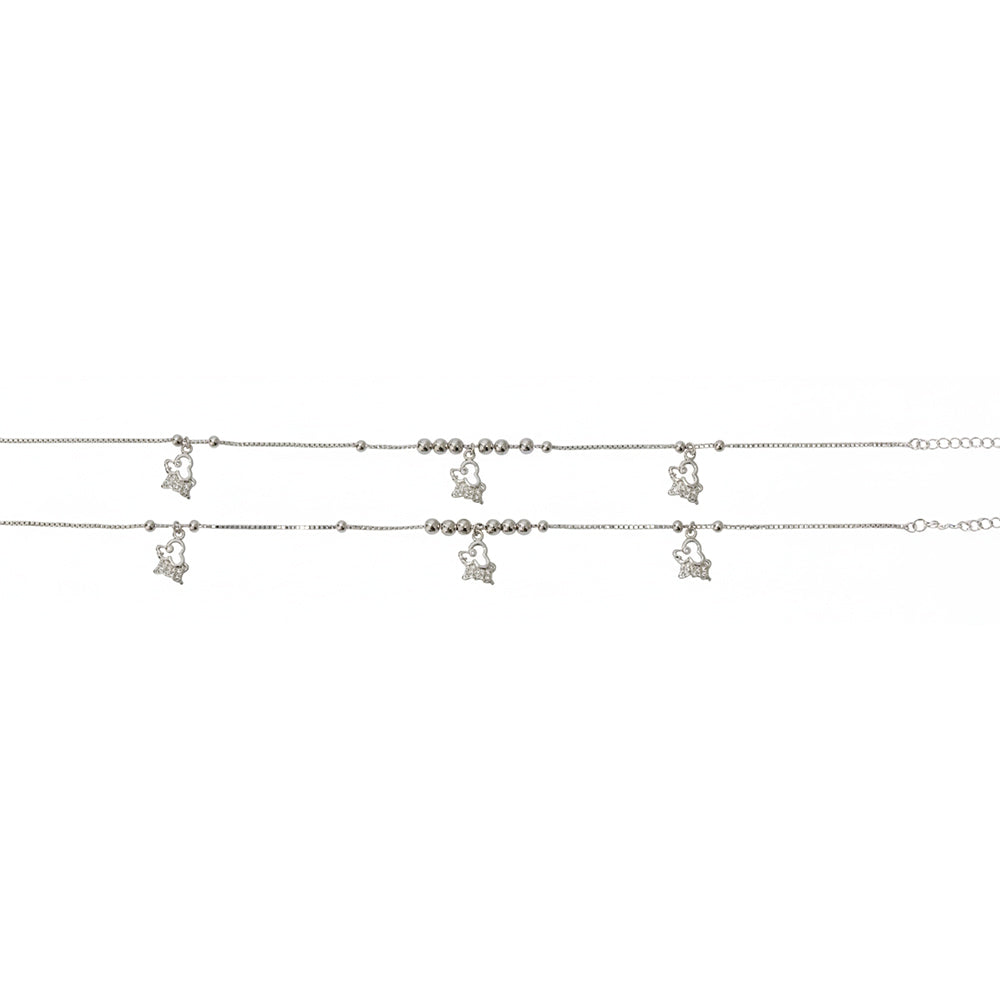Silver Adorable Puppy charm Anklet