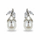 Silver Corolla Pear Pearl Earrings
