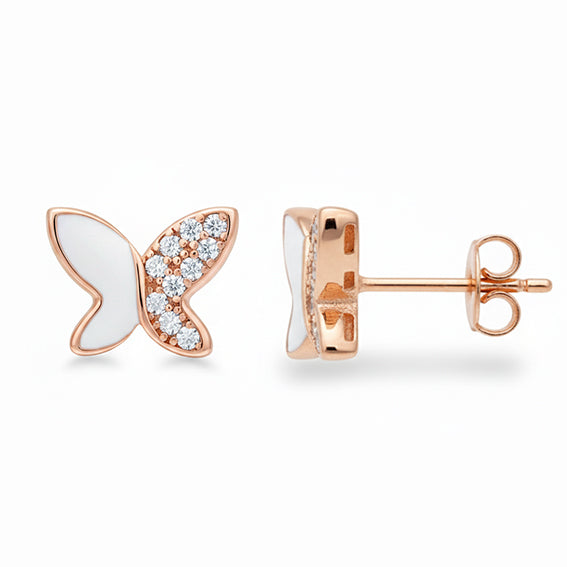 Rose Gold Exquisite Butterfly Studs Earrings