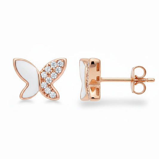 Rose Gold Exquisite Butterfly Studs Earrings