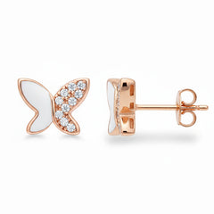 Rose Gold Exquisite Butterfly Studs Earrings