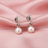 Silver Classy Earrings with Pearl Drop