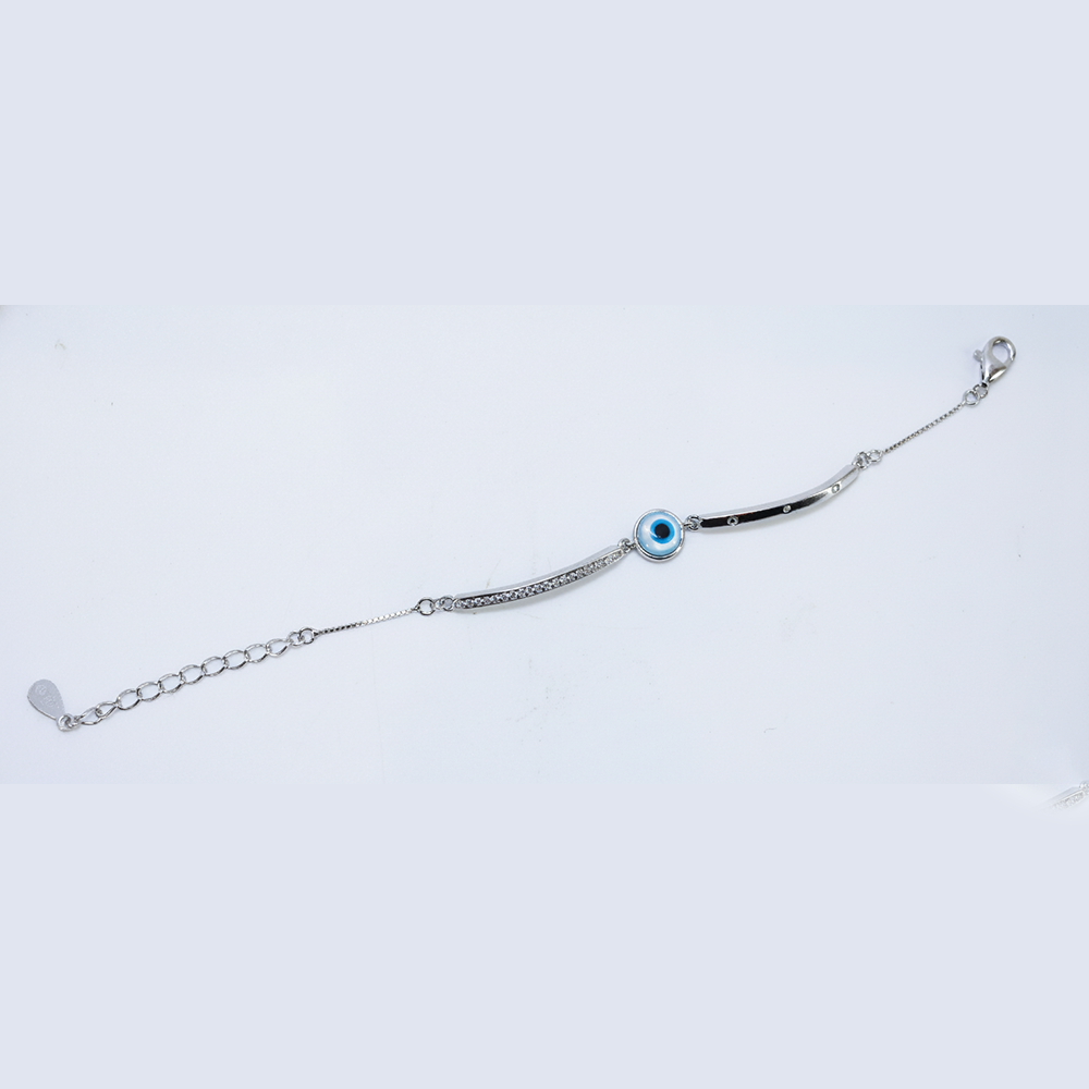 Silver Kids Evil Eye Daisy Bracelet