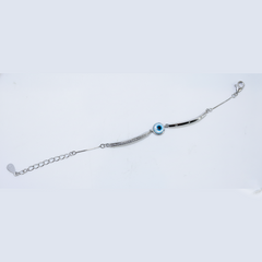 Silver Kids Evil Eye Daisy Bracelet