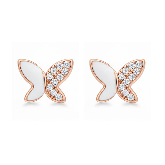 Rose Gold Exquisite Butterfly Studs Earrings