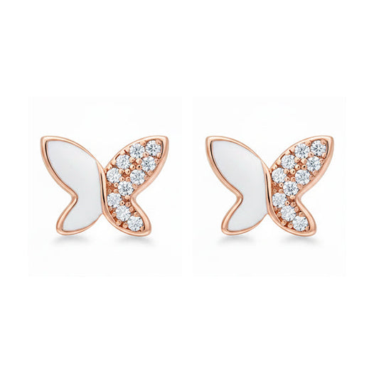 Rose Gold Exquisite Butterfly Studs Earrings