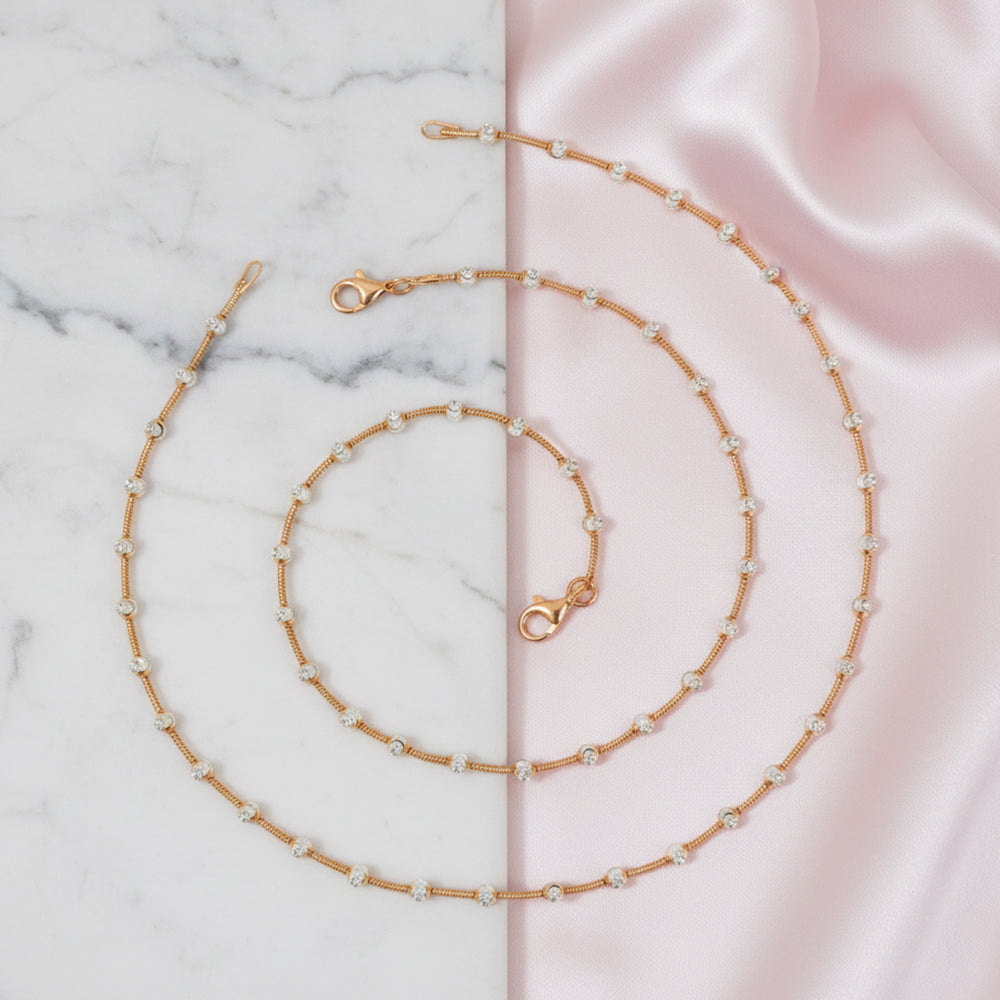 Rose gold luminous Silver Beads  Anklet for her