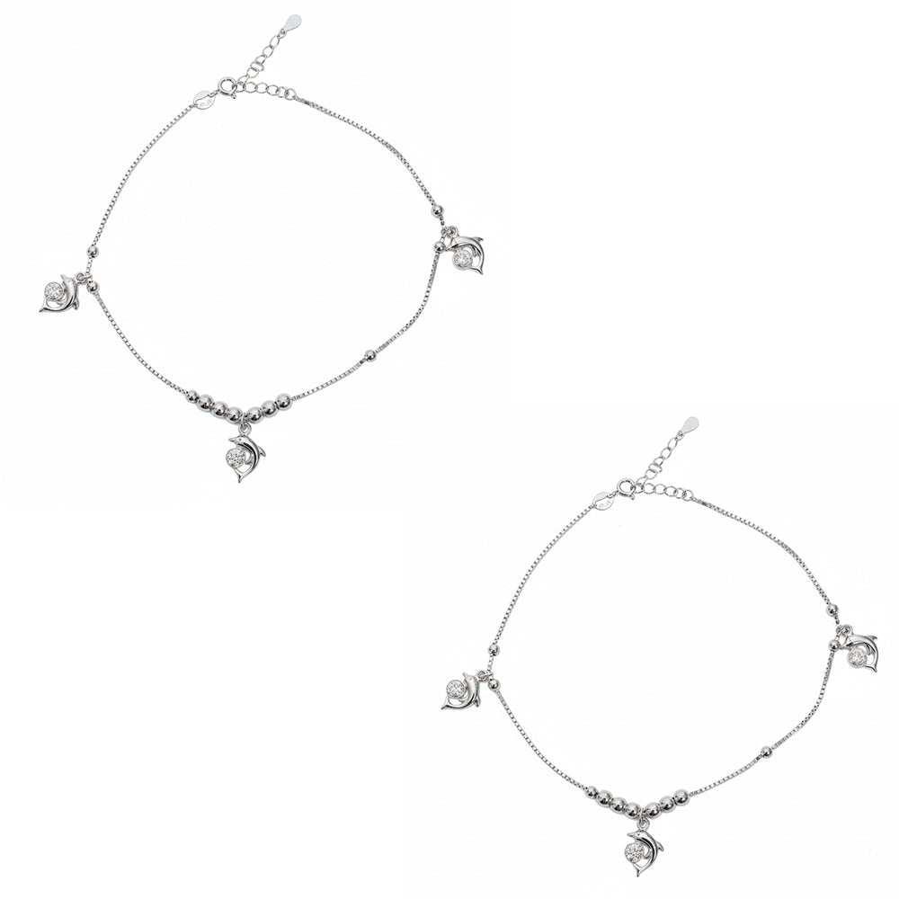 Silver Cute Dolphin wandering Anklet for her