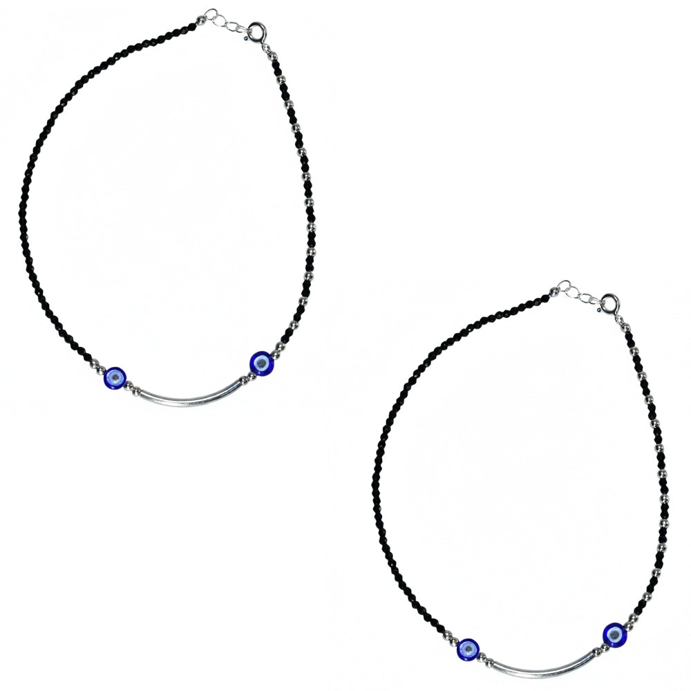 Silver Modern & Trendy Evil eye silver bar Anklets for her
