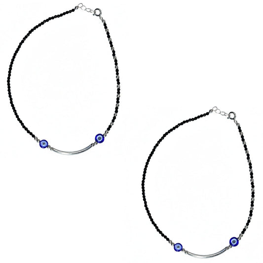 Silver Modern & Trendy Evil eye silver bar Anklets for her