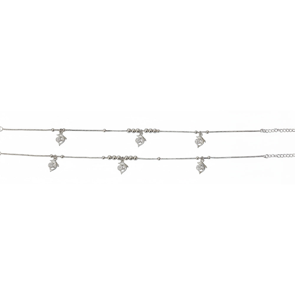 Silver Cute Dolphin wandering Anklet for her
