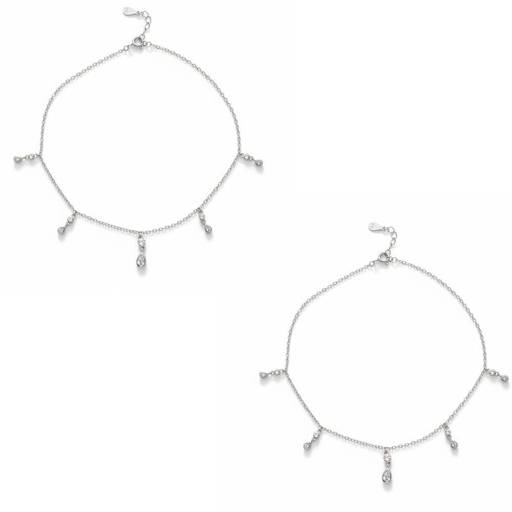 Silver Teardrop Charms Anklet for the cute her