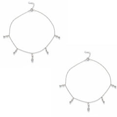 Silver Teardrop Charms Anklet for the cute her