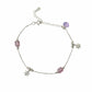 925 Sterling Silver Amethyst Cube & Snowflake Charm Anklet for her