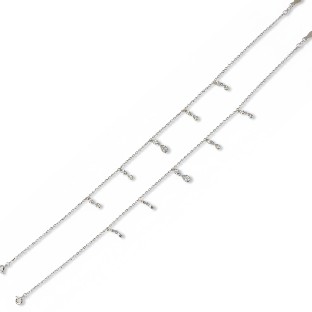 Silver Teardrop Charms Anklet for the cute her