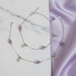 925 Sterling Silver Amethyst Cube & Snowflake Charm Anklet for her