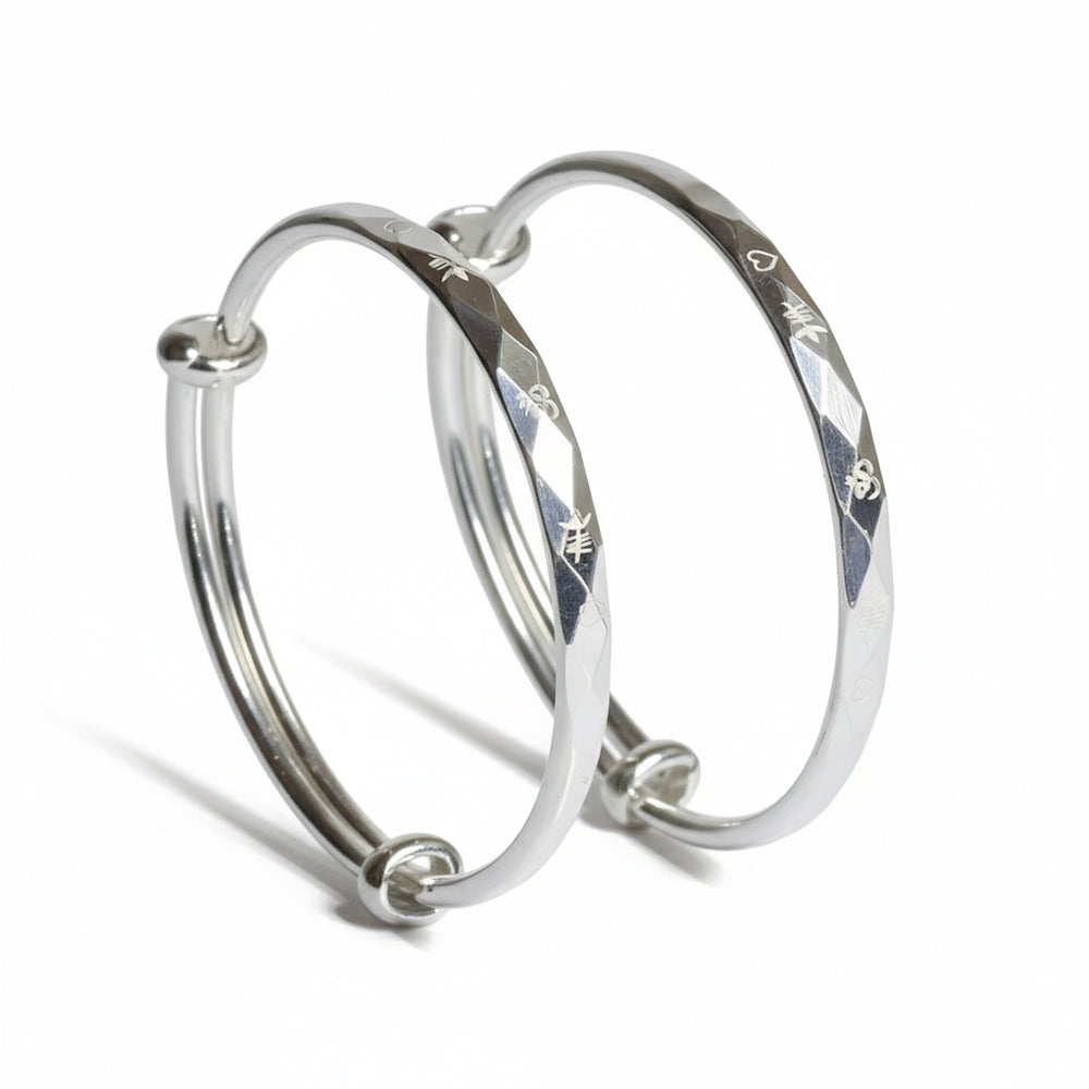 999 Pure Silver Auspicious Om Engraved Adjustable Baby Bracelet