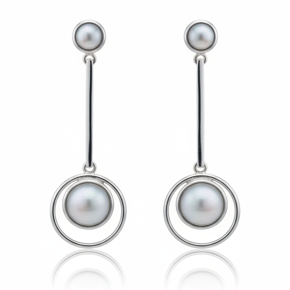 Silver White Aurora Shell Earring