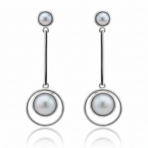 Silver White Aurora Shell Earring