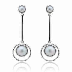 Silver White Aurora Shell Earring